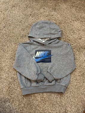 Nike Gray Kids Hoodie with Blue Logo